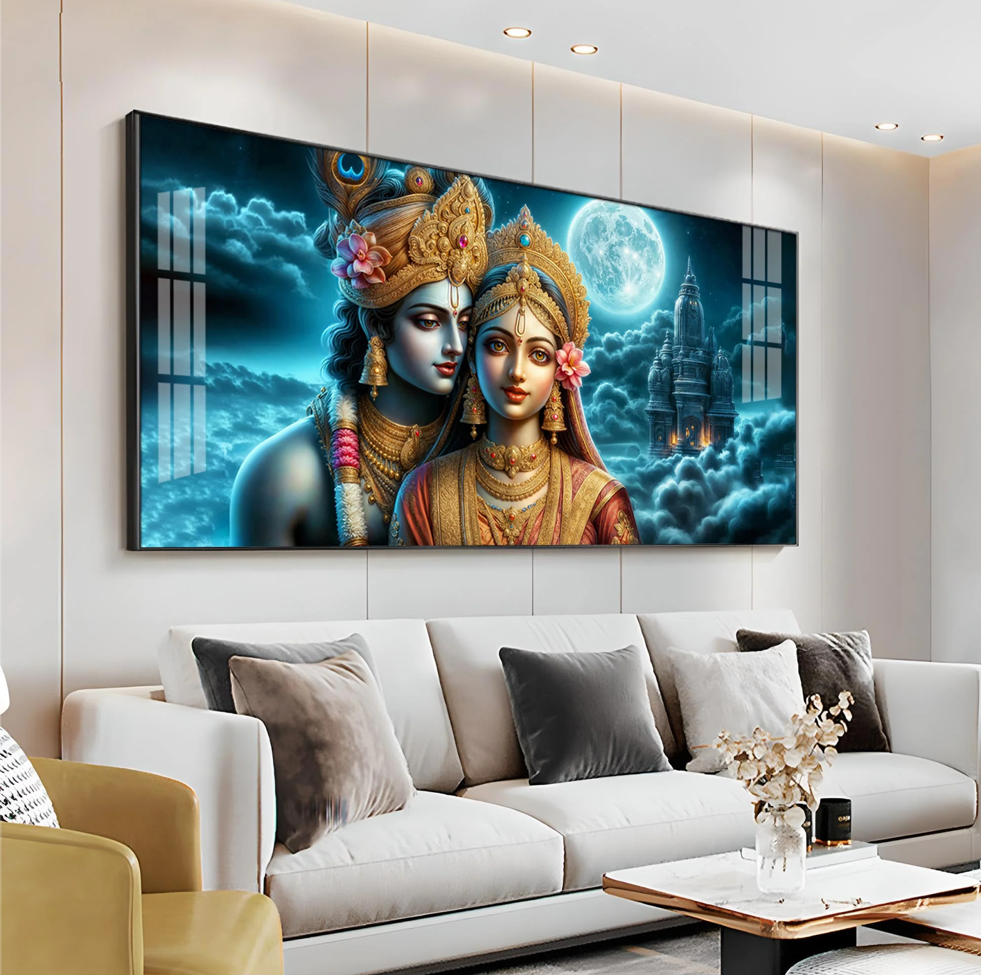 Radha Krishna Visage Mural Premium Acrylic Horizontal Wall Art