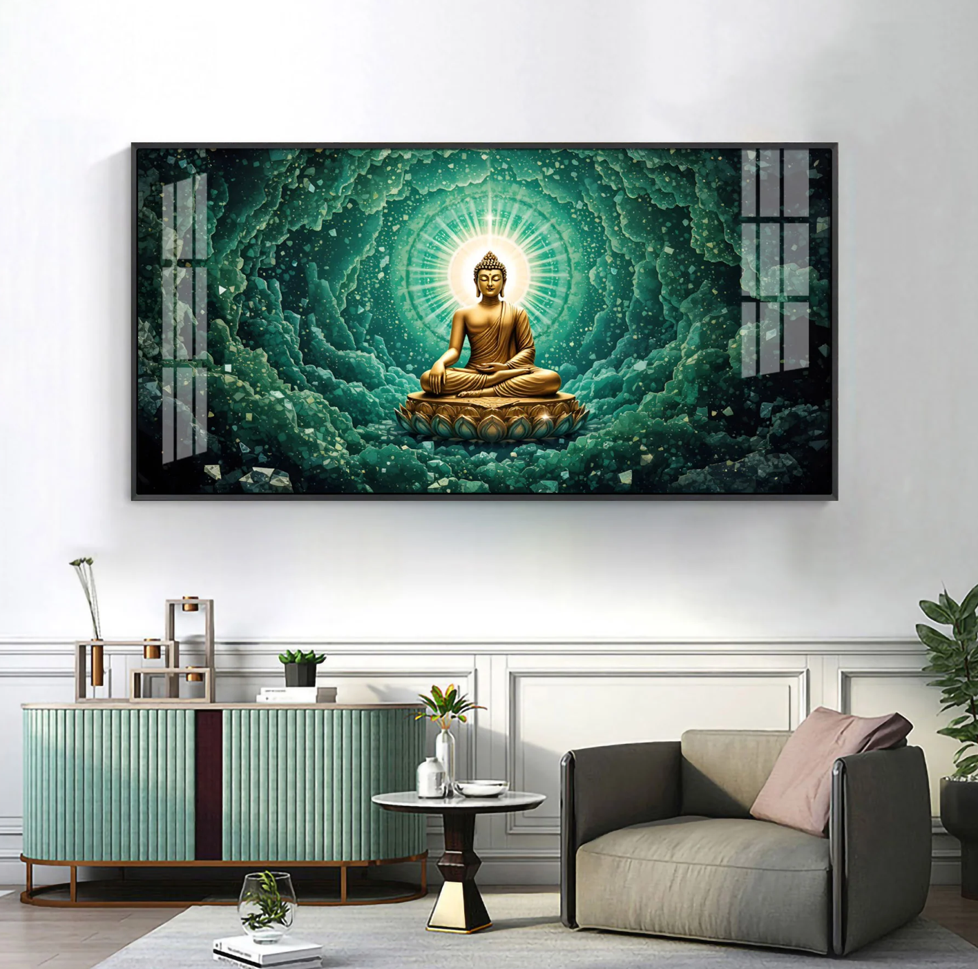 Tranquil Cloud Buddha Premium Acrylic Horizontal Wall Art