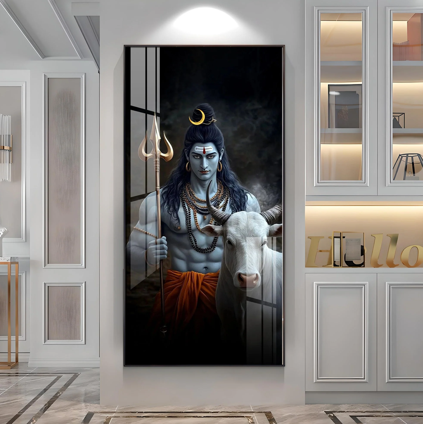 Lord Shiva with His Sacred Companion Premium Acrylic Wall Art
