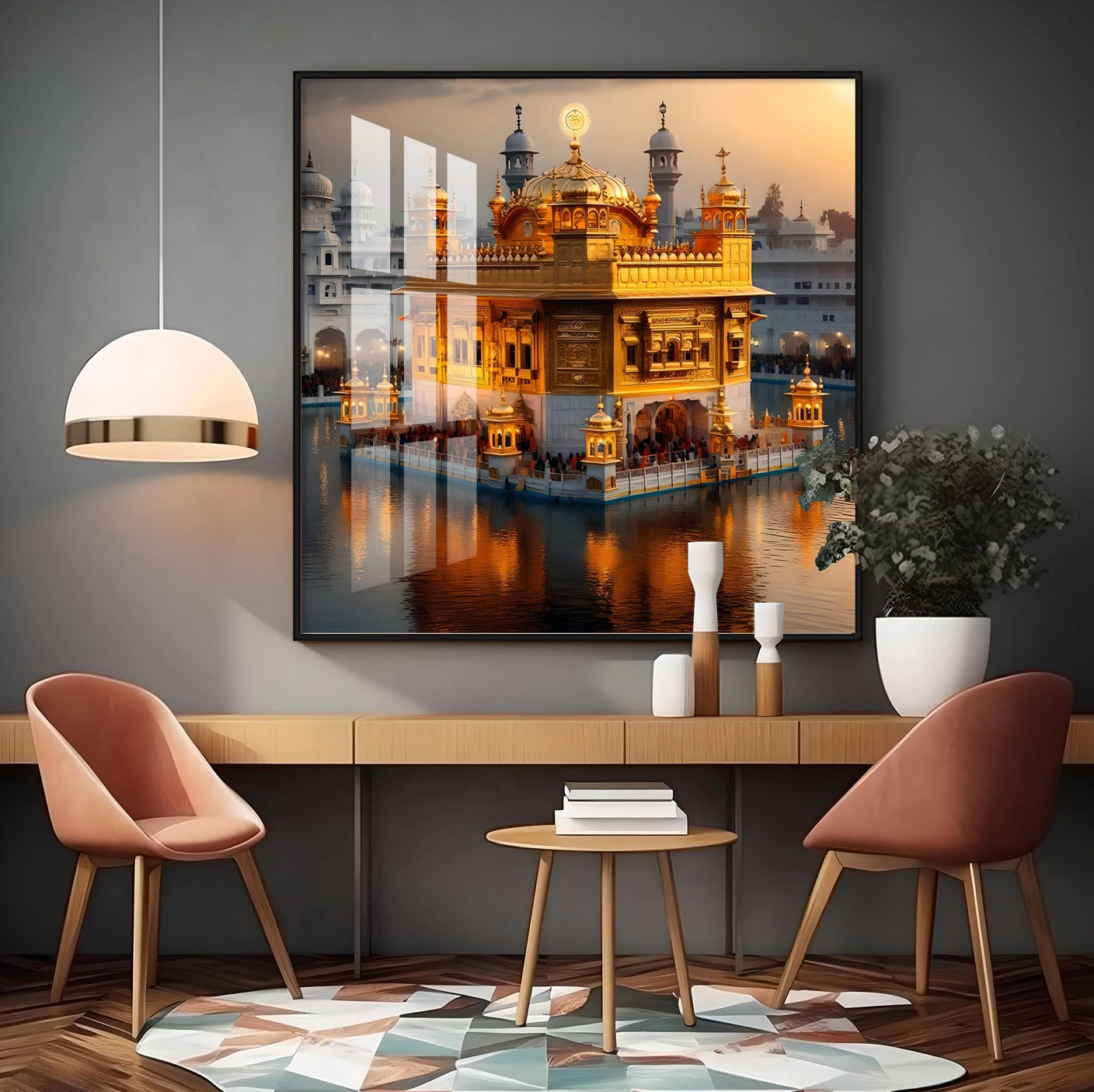 The Golden Temple of Amritsar Premium Acrylic Square Wall Art