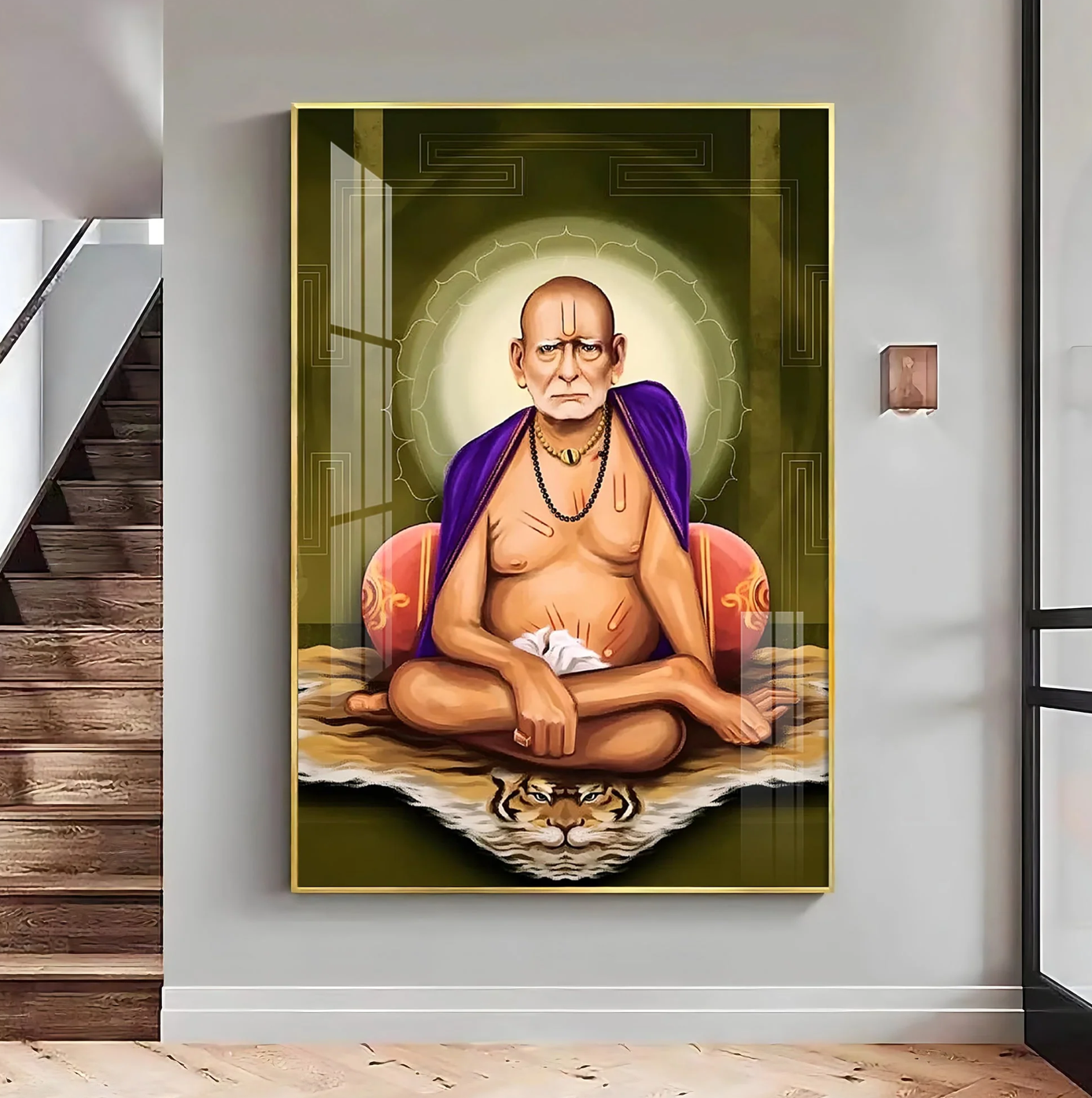 Contemplative Shri Swami Samartha Premium Vertical Acrylic Wall Art