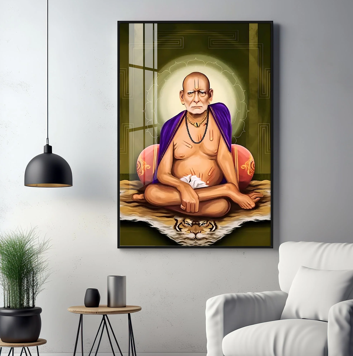 Contemplative Shri Swami Samartha Premium Vertical Acrylic Wall Art