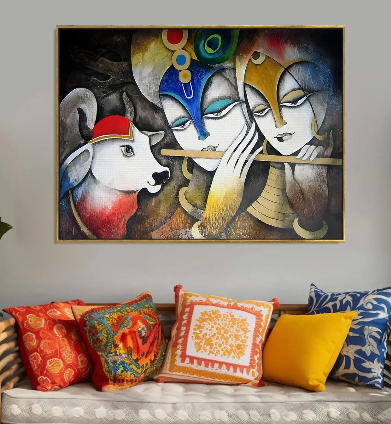 YF Traditional Ethnic Radha Krishna Painting