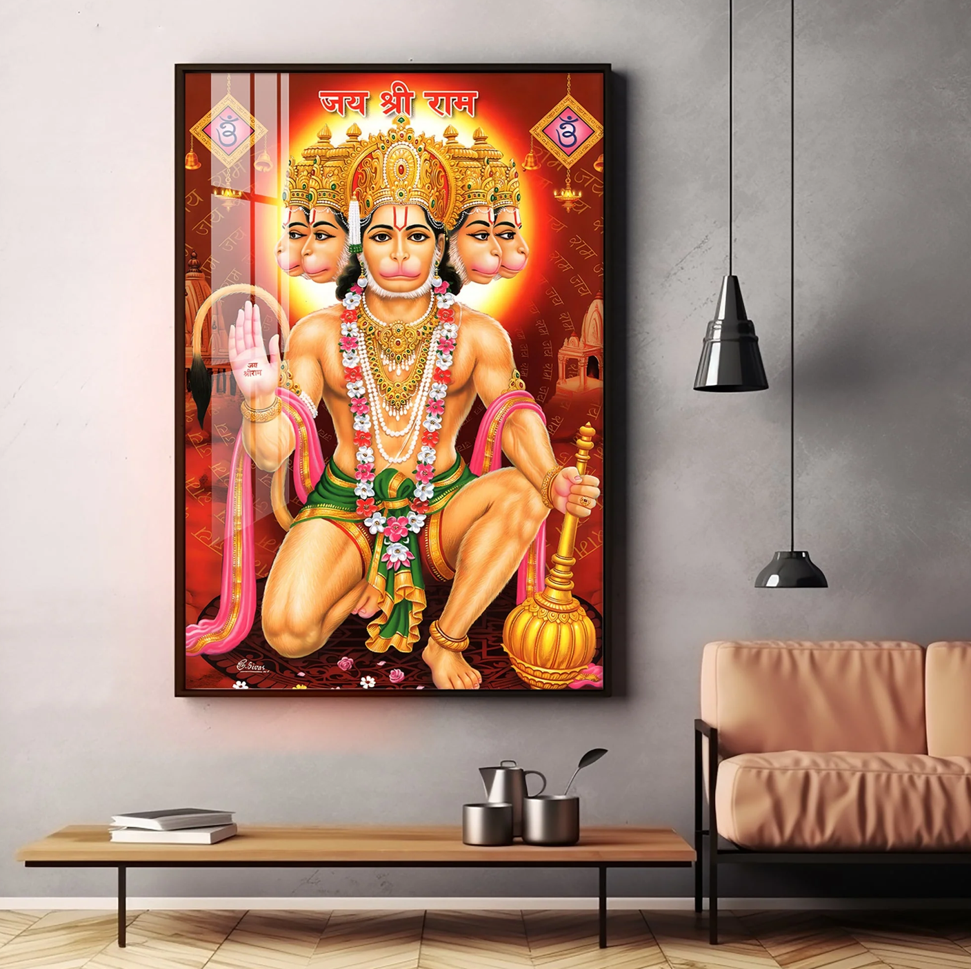 Majestic Lord Hanuman Premium Vertical Acrylic Wall Art