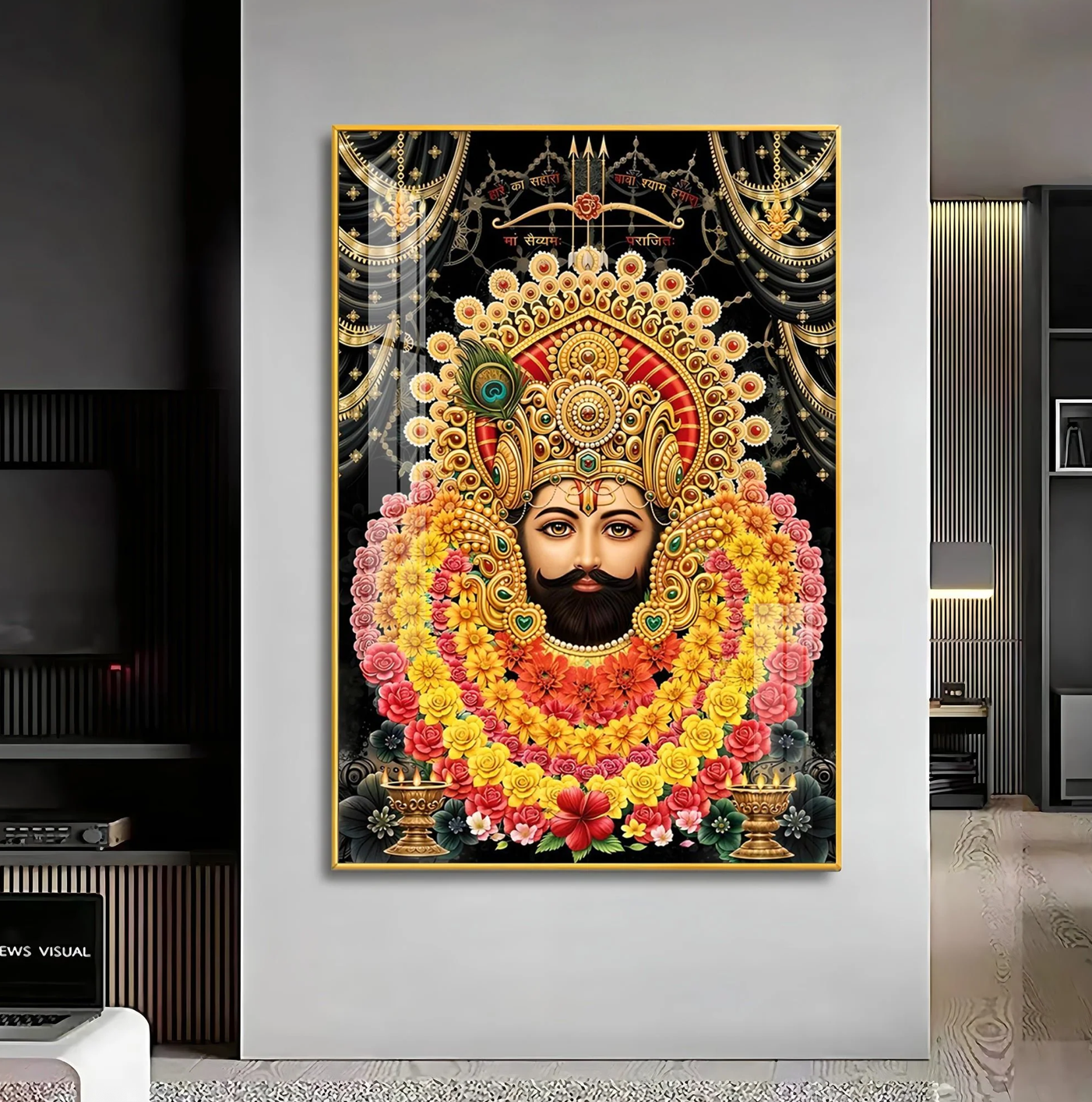 Majestic Shyam Baba Premium Acrylic Vertical Wall Art