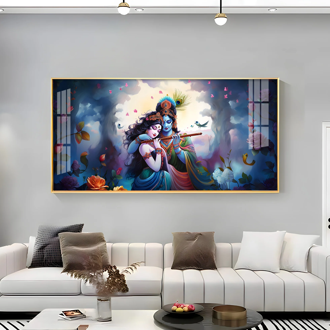 Astounding Love Of Radha Krishna Premium Acrylic Horizontal Wall Art