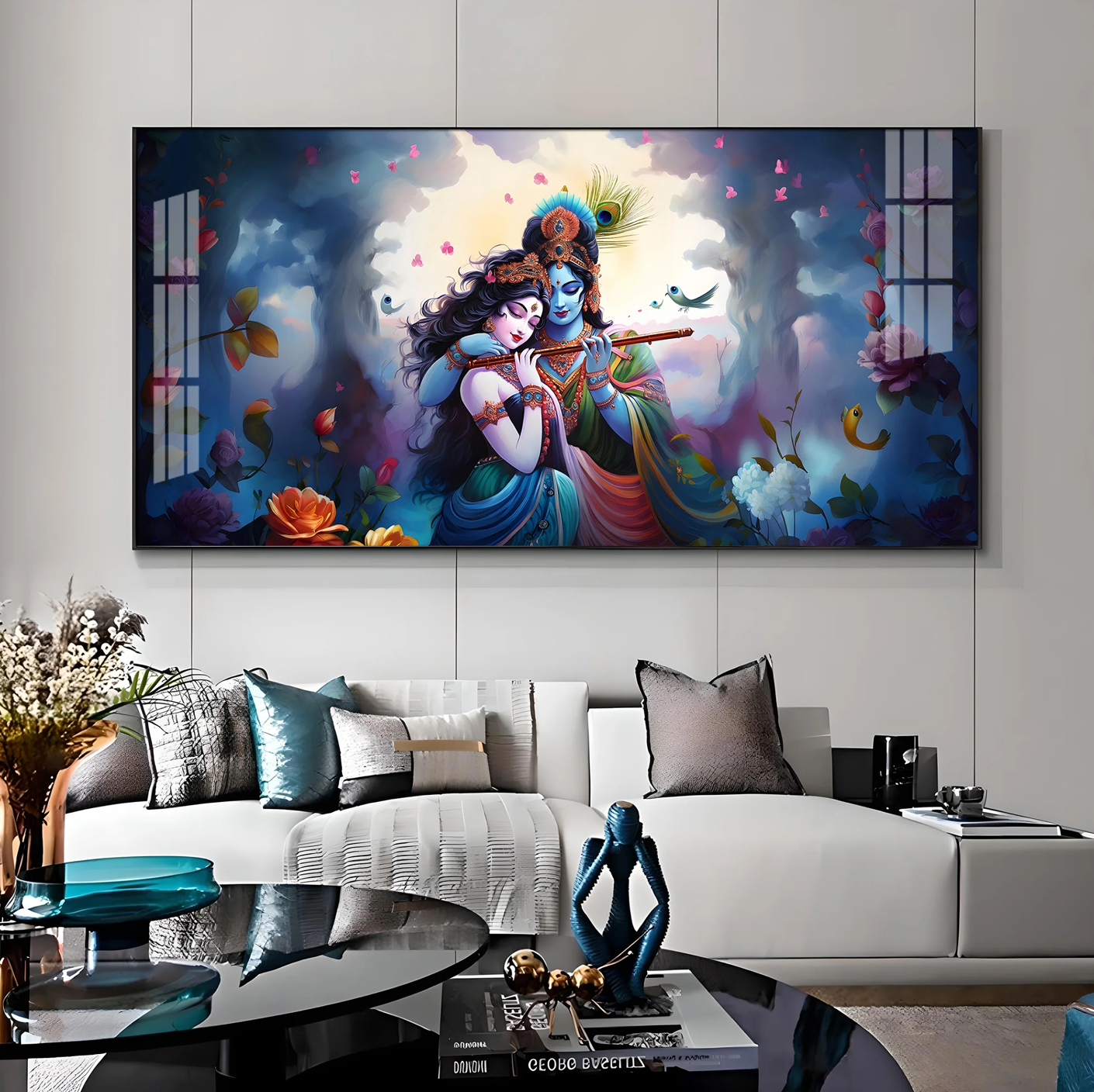Astounding Love Of Radha Krishna Premium Acrylic Horizontal Wall Art
