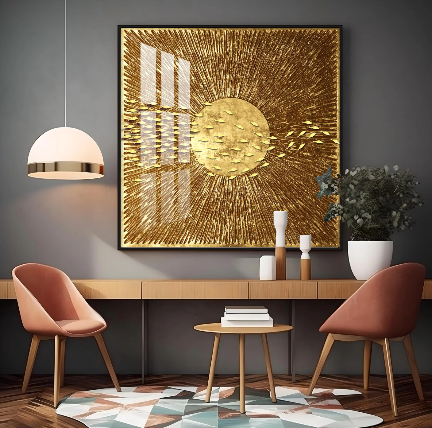 Rustic Gold Premium Acrylic Square Wall Art