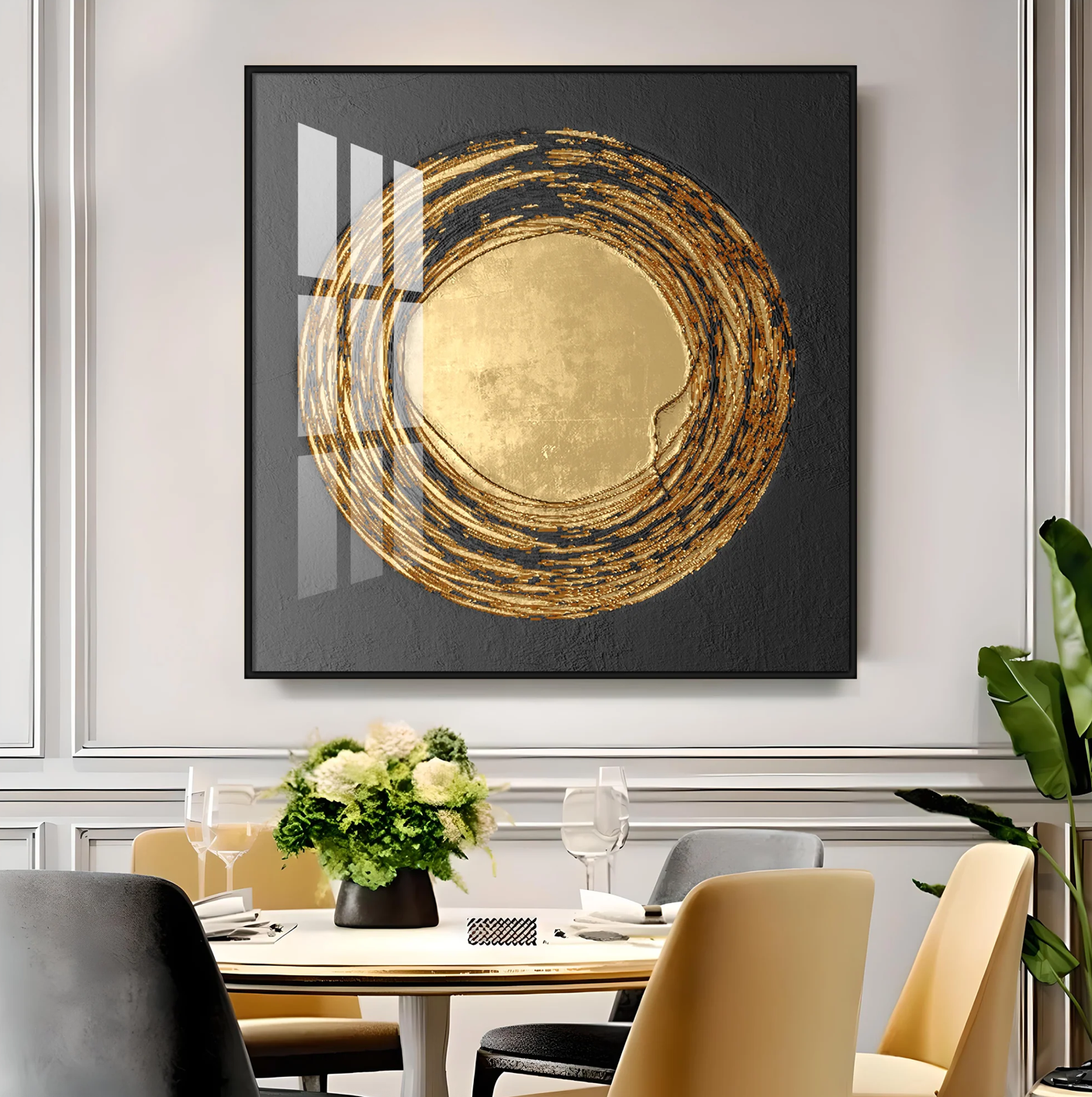 Retro Golden Circle Premium Acrylic Square Wall Art