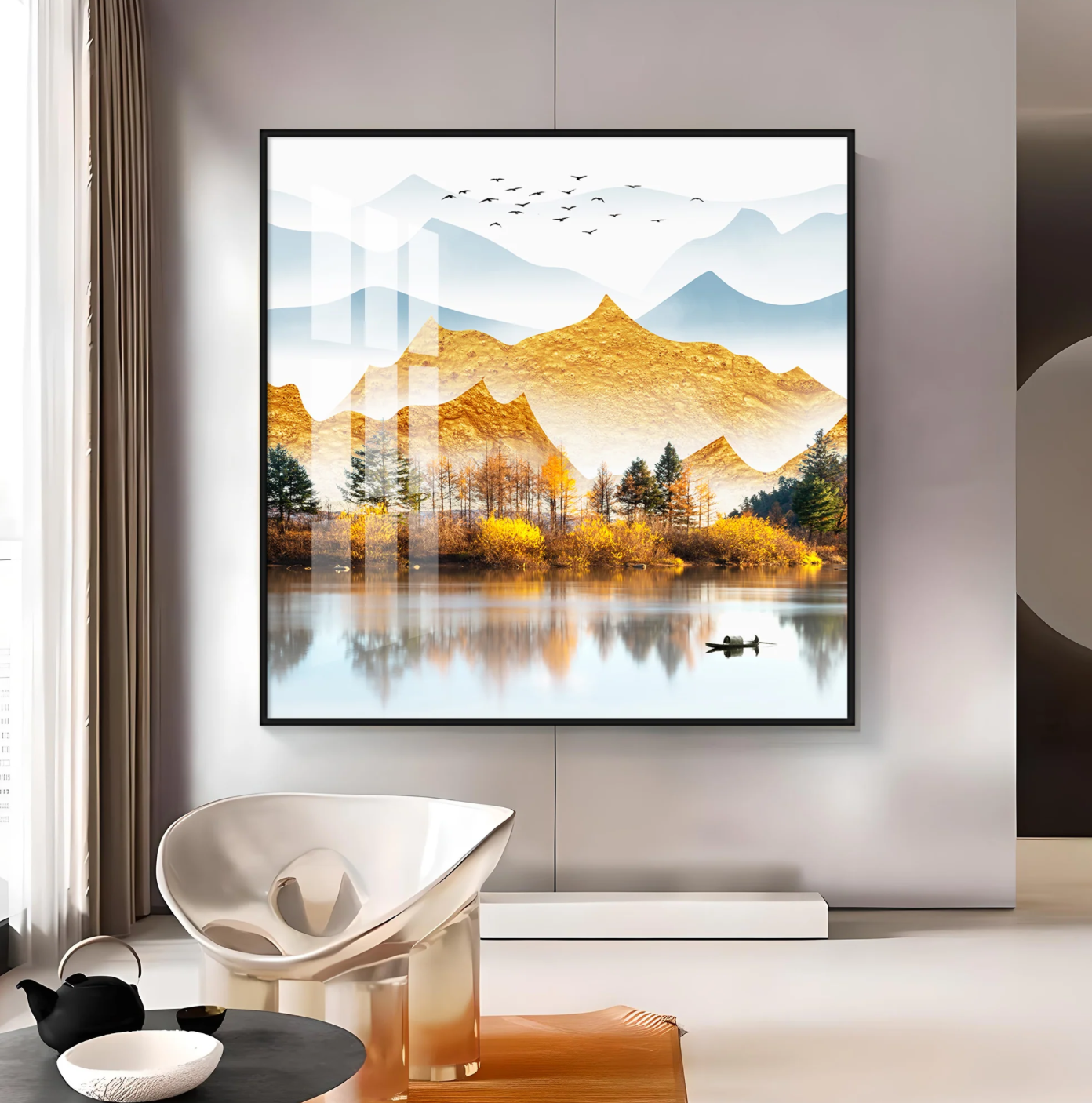 Sun Kissed Mountains Premium Acrylic Square Wall Art