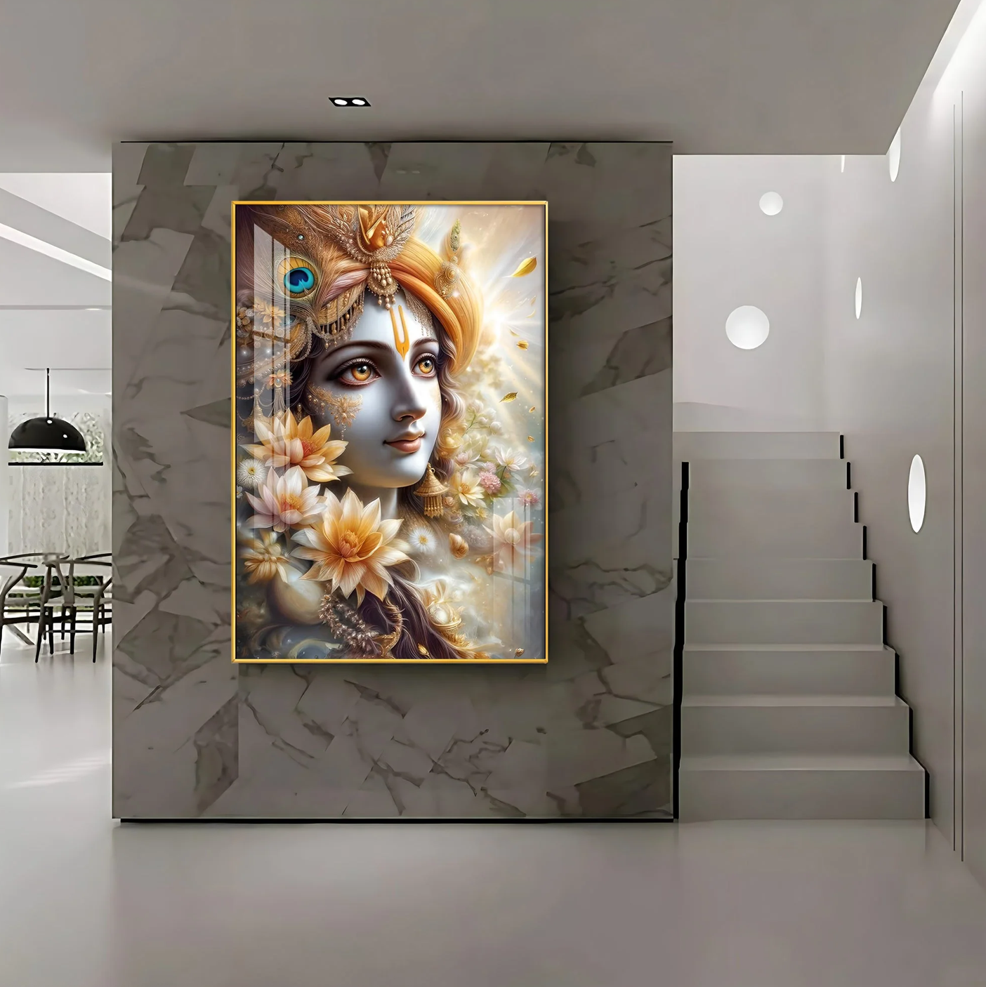 Krishna Bhakti Premium Acrylic Vertical Wall Art