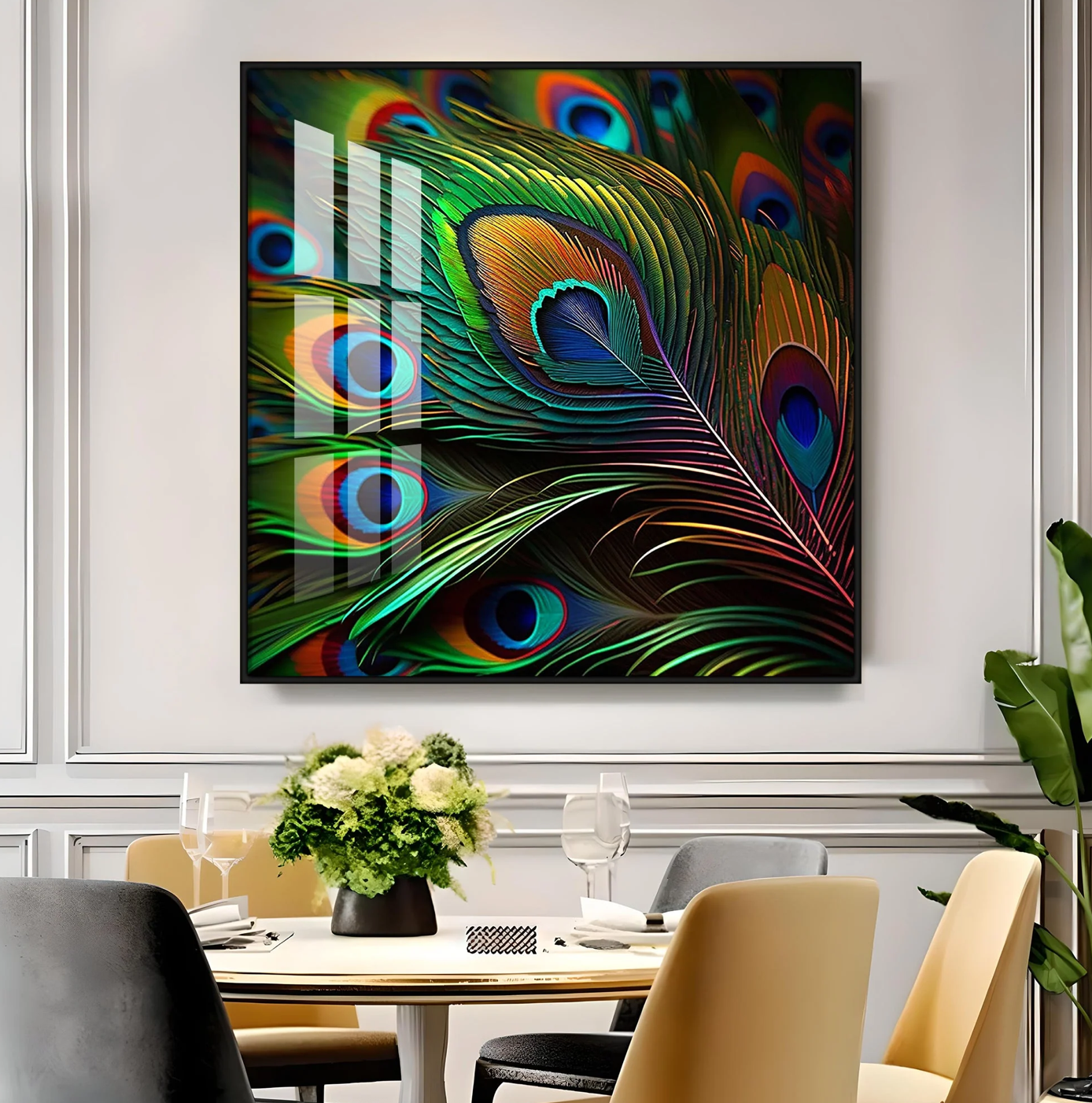 Peacock Feather Premium Acrylic Square Wall Art
