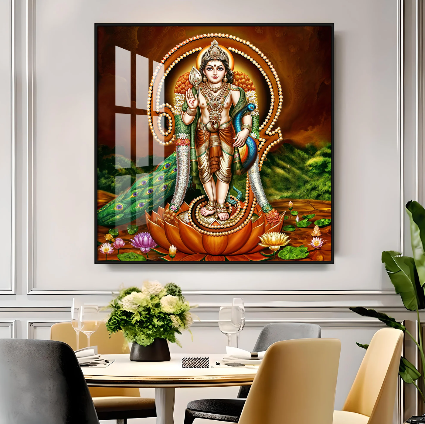 Lord Murugan Swamy Kartikey Premium Acrylic Square Wall Art