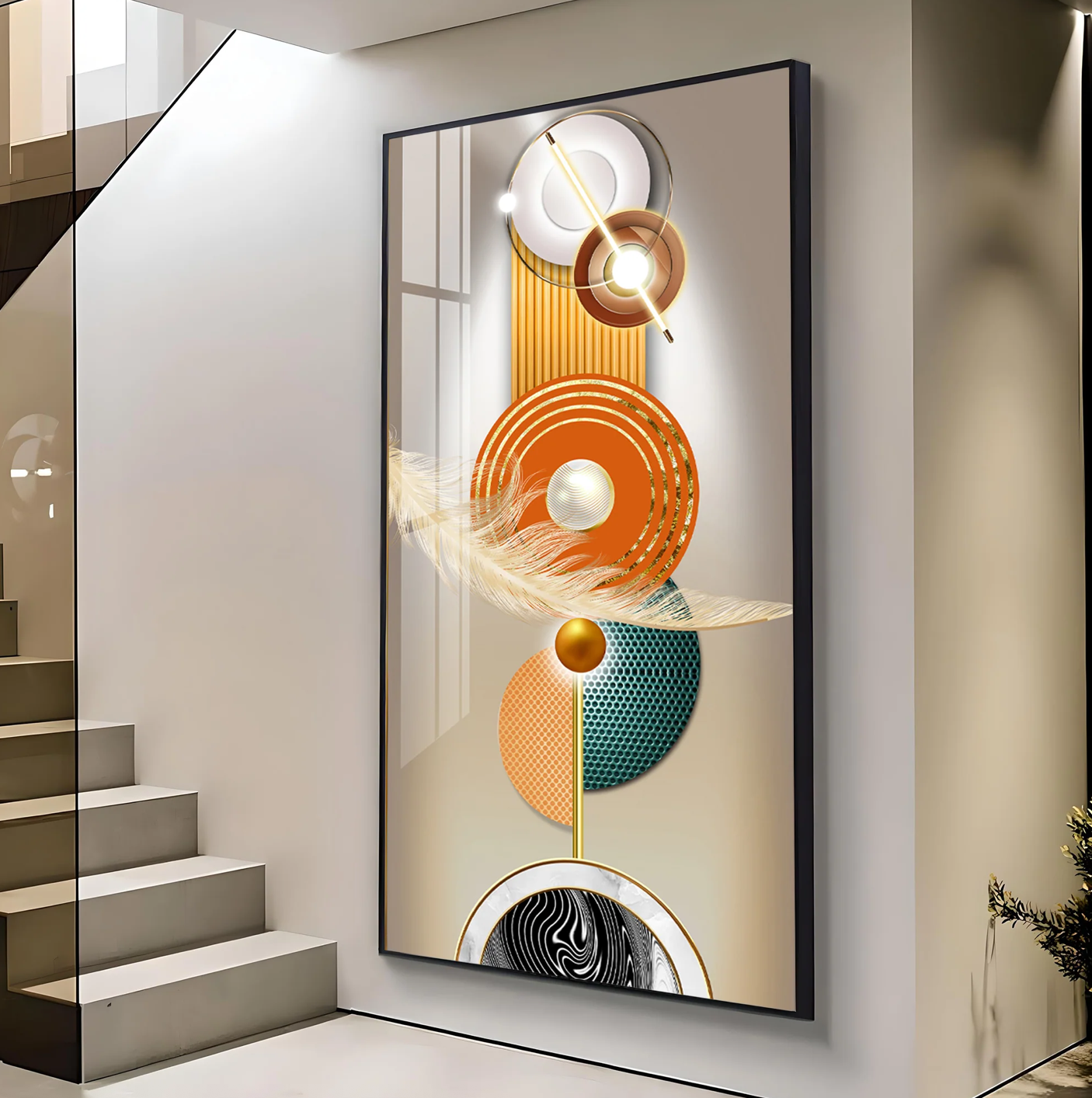 Luxury Crystal Circle Premium Acrylic Vertical Wall Art