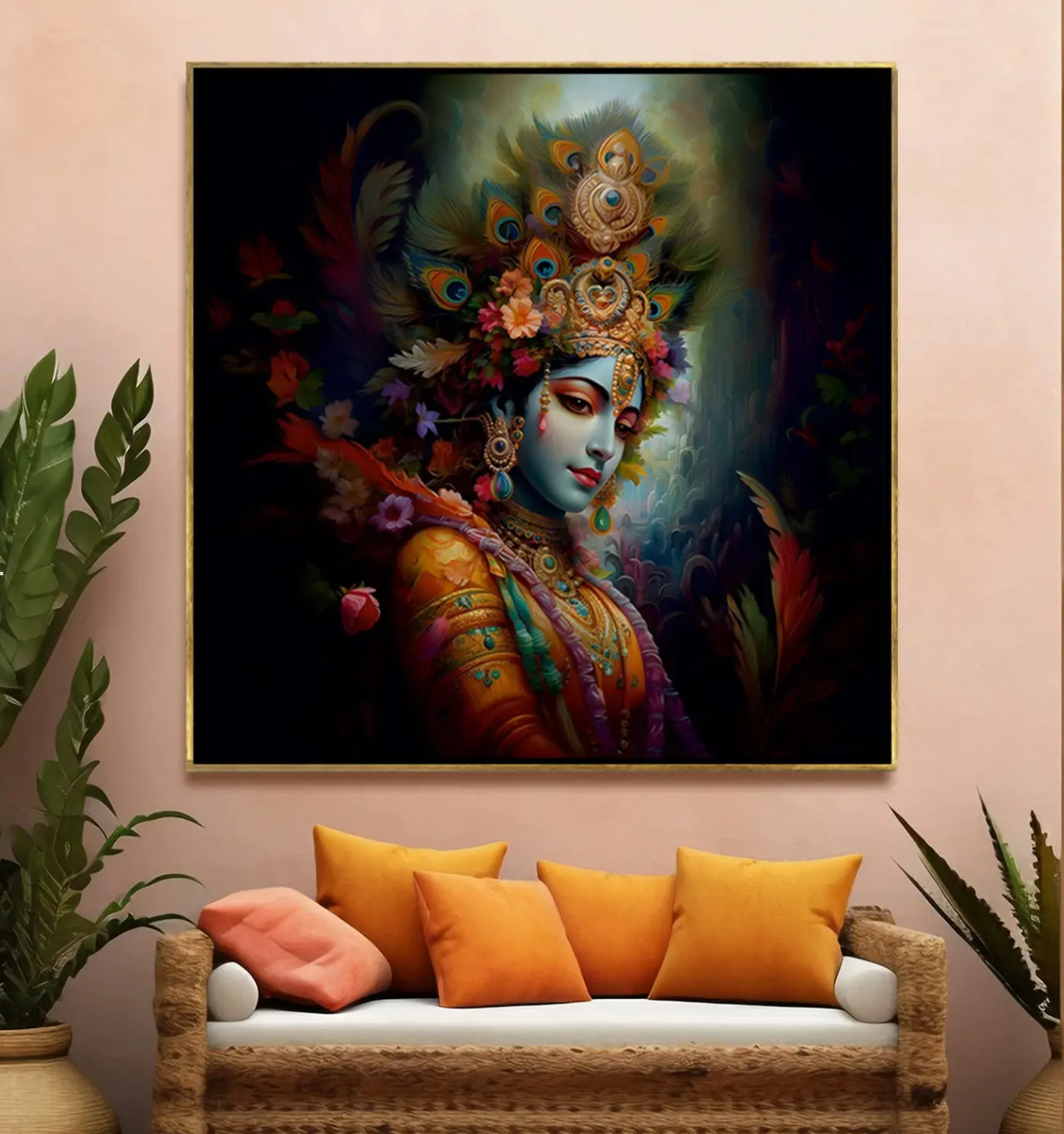 YF Pleasing Lord Krishna Painting