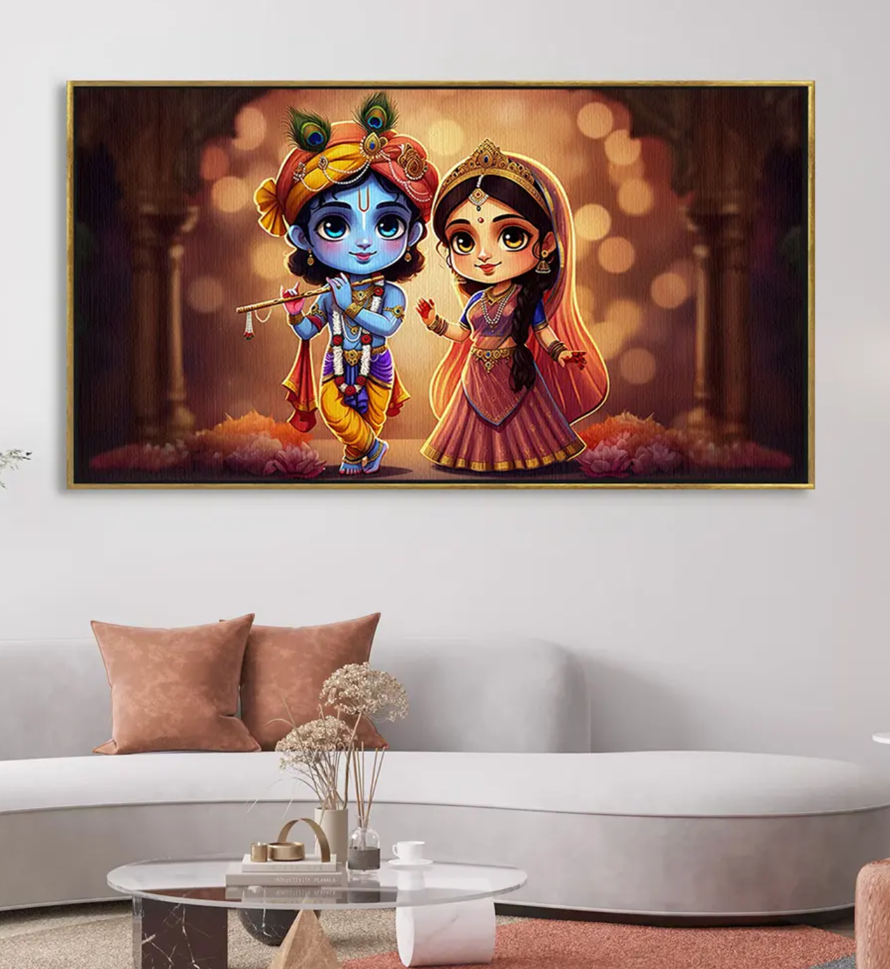 YF Unique Radha Krishna Canvas Wall Painting