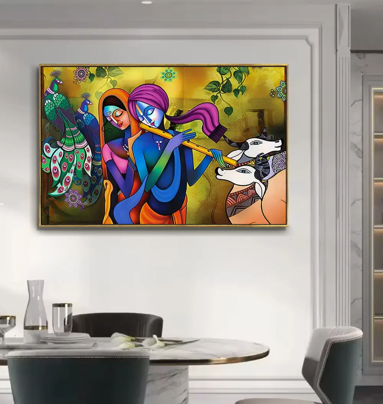 YF Ancient Radha Krishna Painting