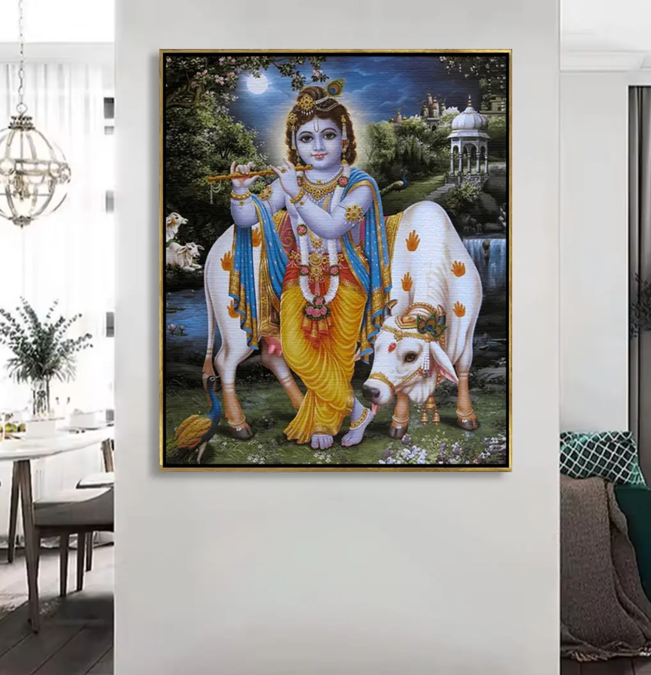 YF Beautiful Eternal Bliss Krishna Canvas Painting