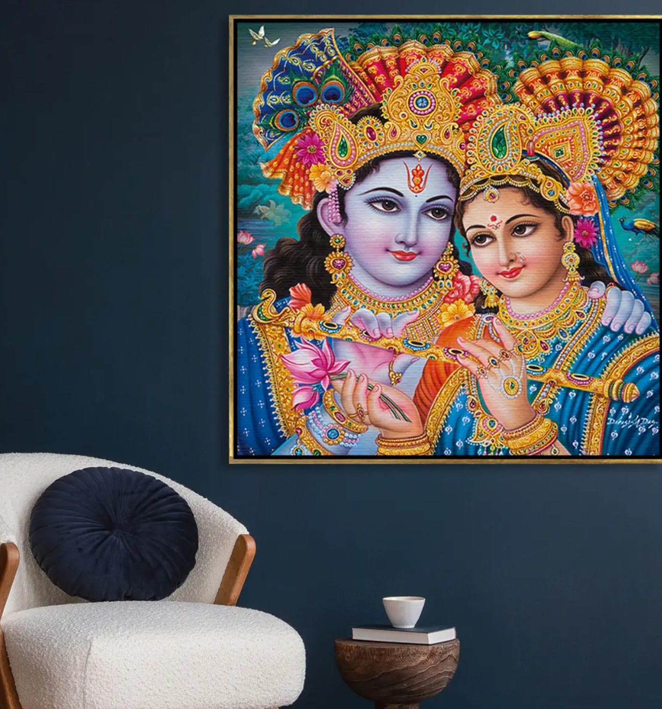 YF Beautiful Traditional Radha Krishna Canvas Painting