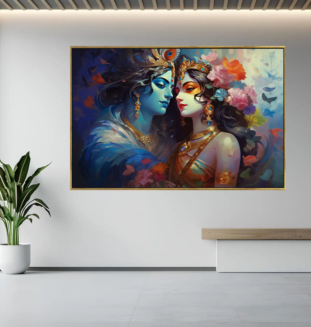YF Divine flow Radha Krishna Painting on Canvas