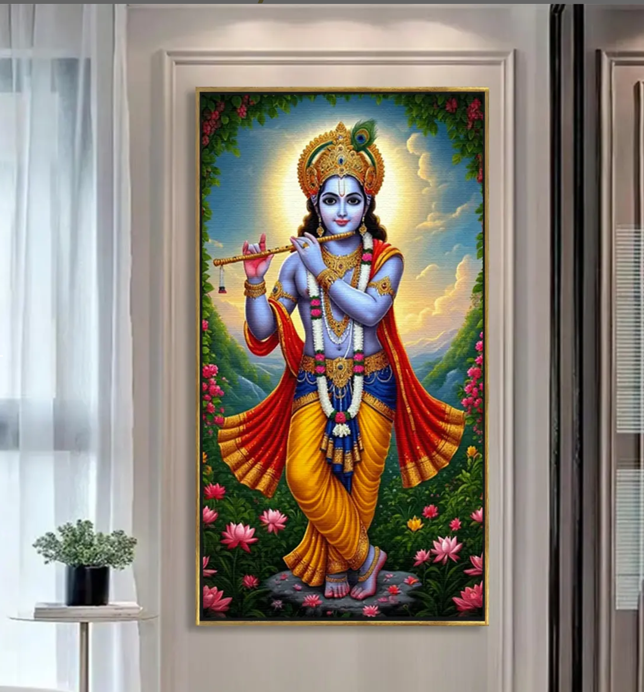 YF Divine Lord Krishna Beautiful Canvas Painting