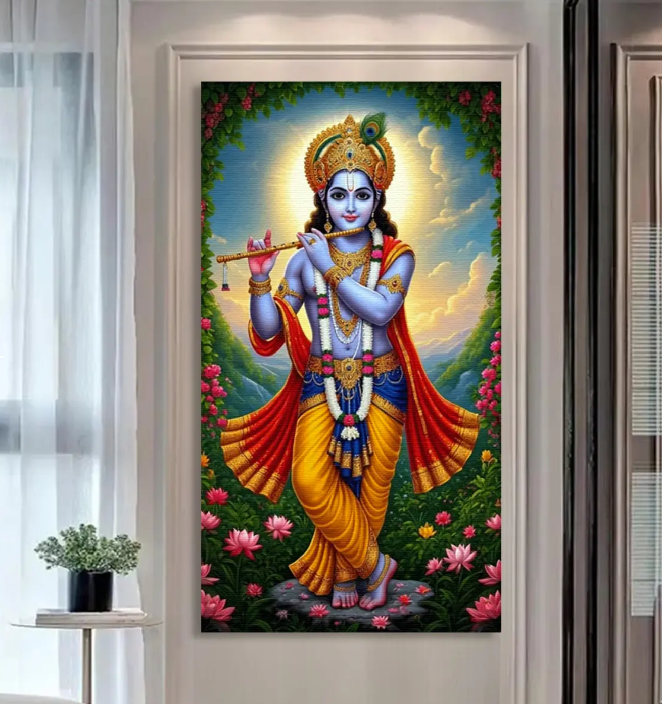 YF Divine Lord Krishna Beautiful Canvas Painting