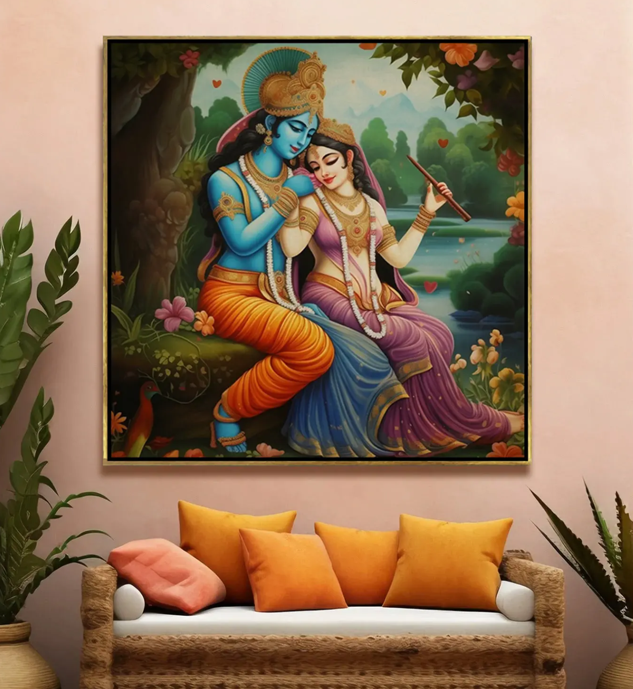 YF Divine Modern Art Radha Krishna Painting