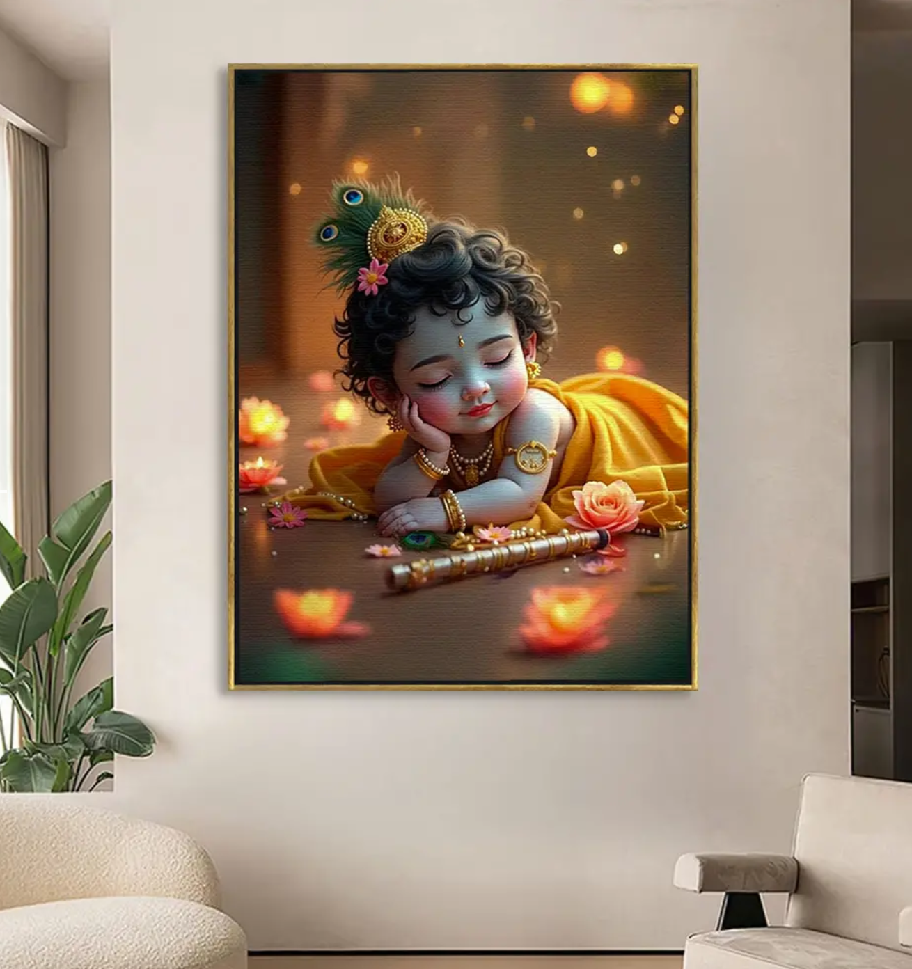 YF Eternal Beauty Baby Krishna Canvas Painting