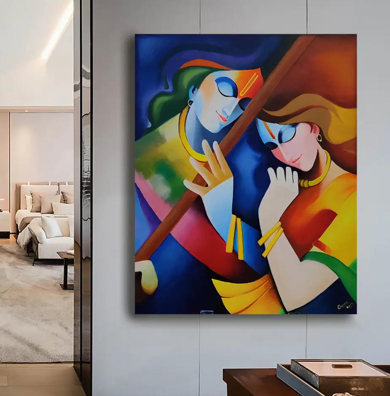 YF Ethnic Traditional Radha Krishna Painting