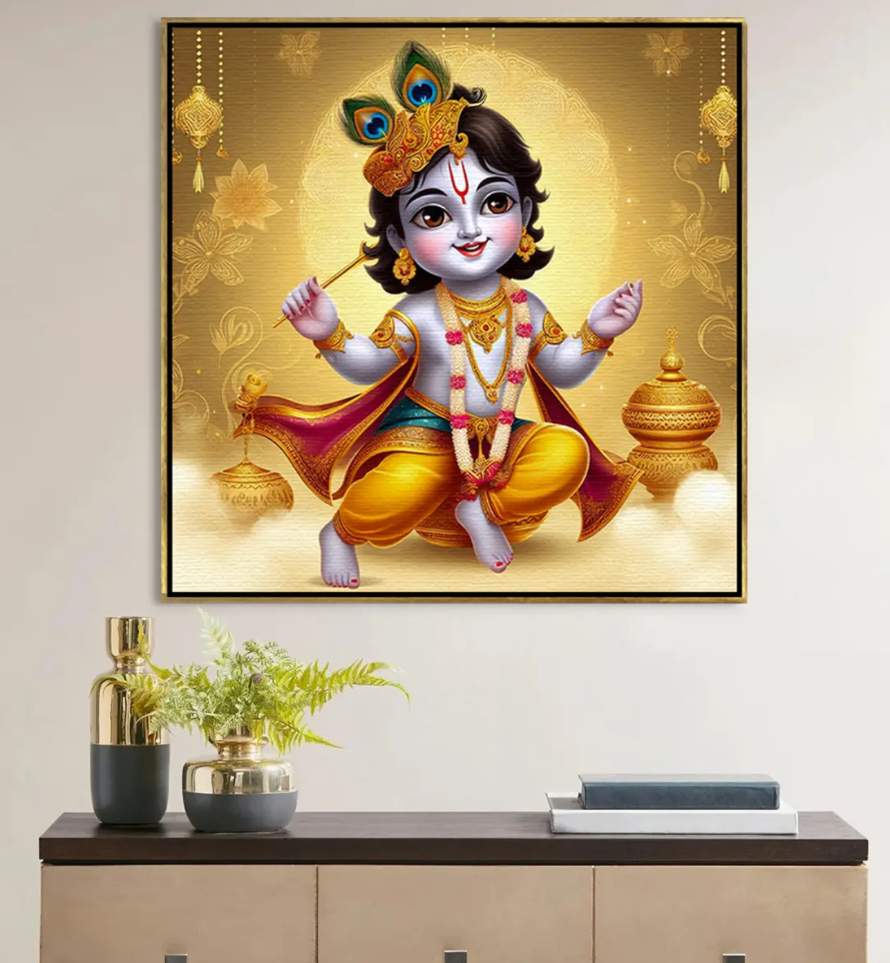 YF Glamorous Baby Krishna Canvas Painting