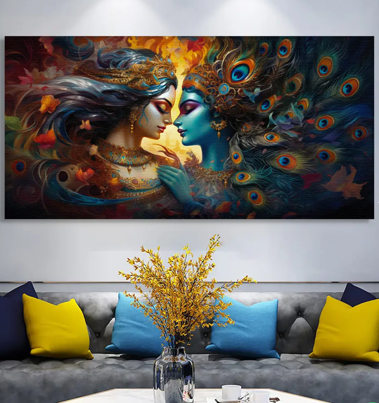 YF Majestic Modern Radha Krishna Canvas Painting