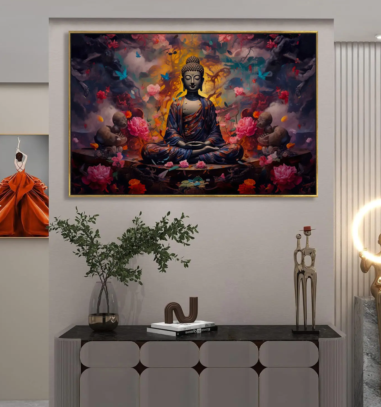 YF Mystic Aura Buddha Painting on Canvas for Decoration