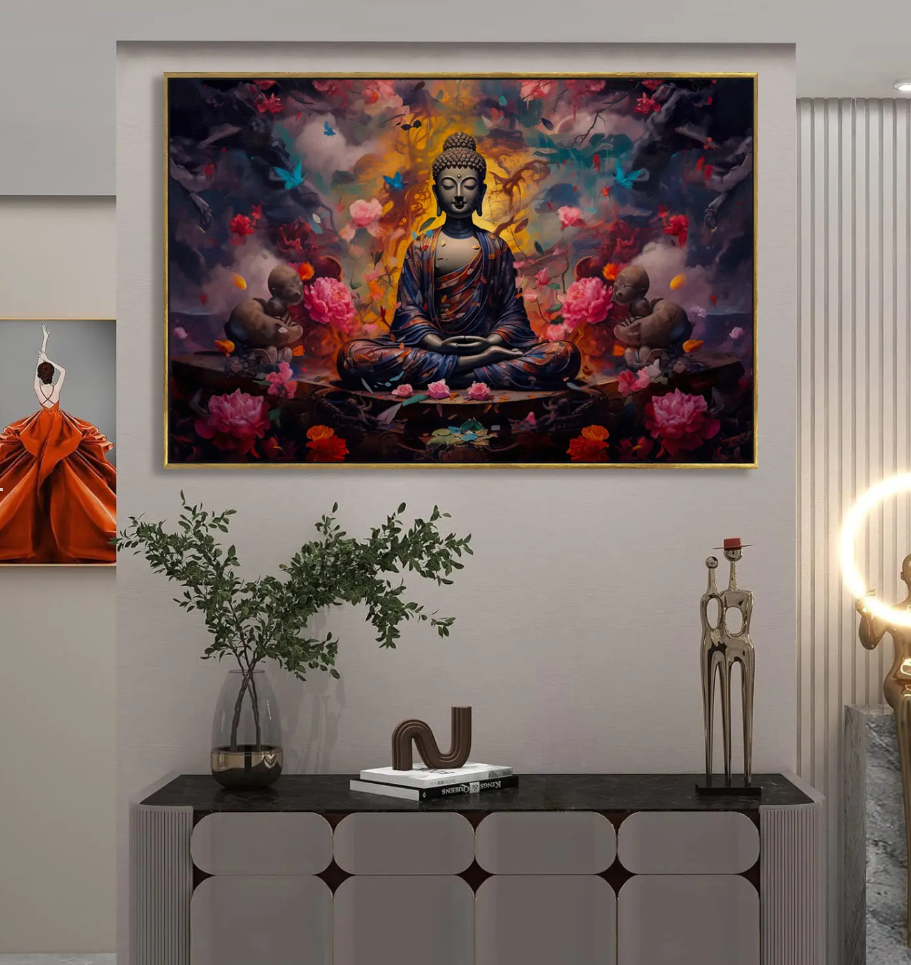 YF Mystic Aura Buddha Painting on Canvas for Decoration