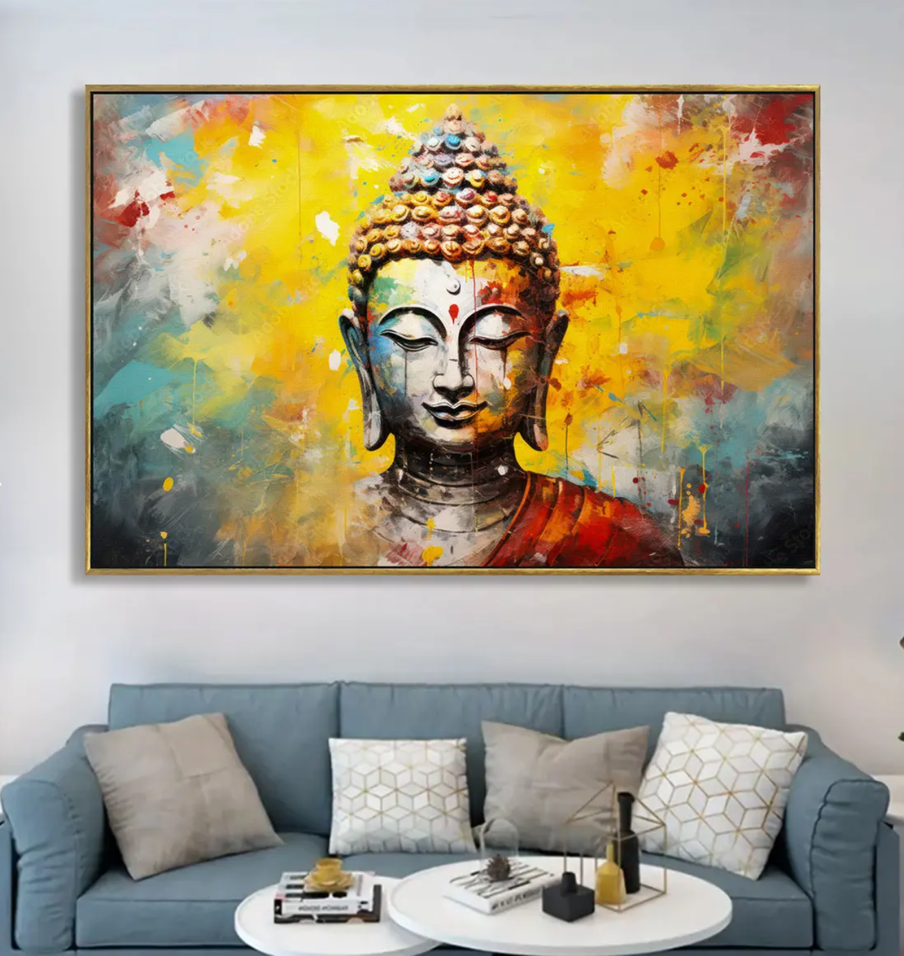 YF Rainbow Colourful Buddha Canvas Painting for Decoration