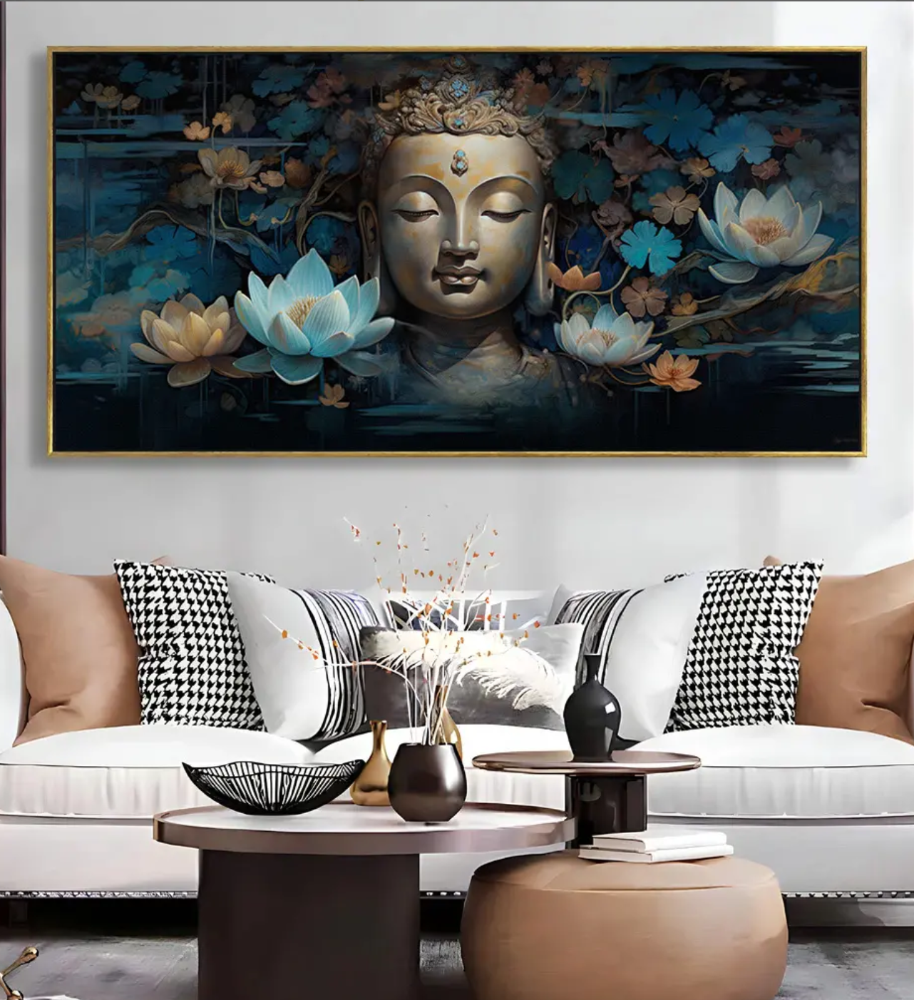 YF Serene Depth Meditating Buddha Painting on Canvas