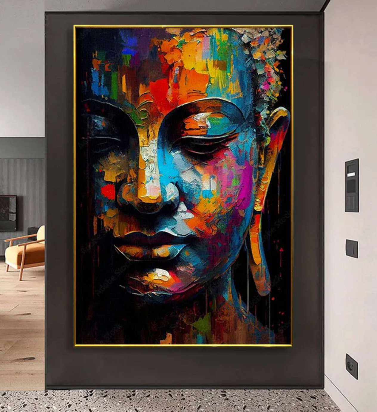 YF Spiritual Abstract Buddha Artwork Canvas Painting