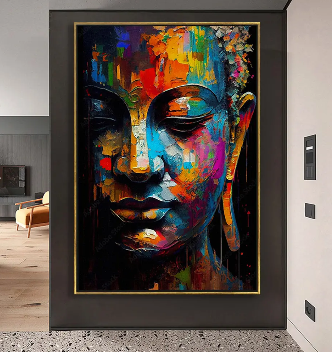 YF Spiritual Abstract Buddha Artwork Canvas Painting