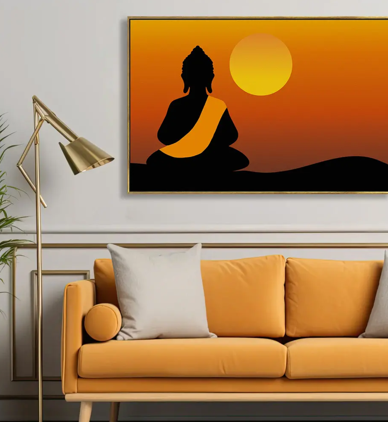 YF Sunrise Serenity Meditating Buddha Canvas Painting