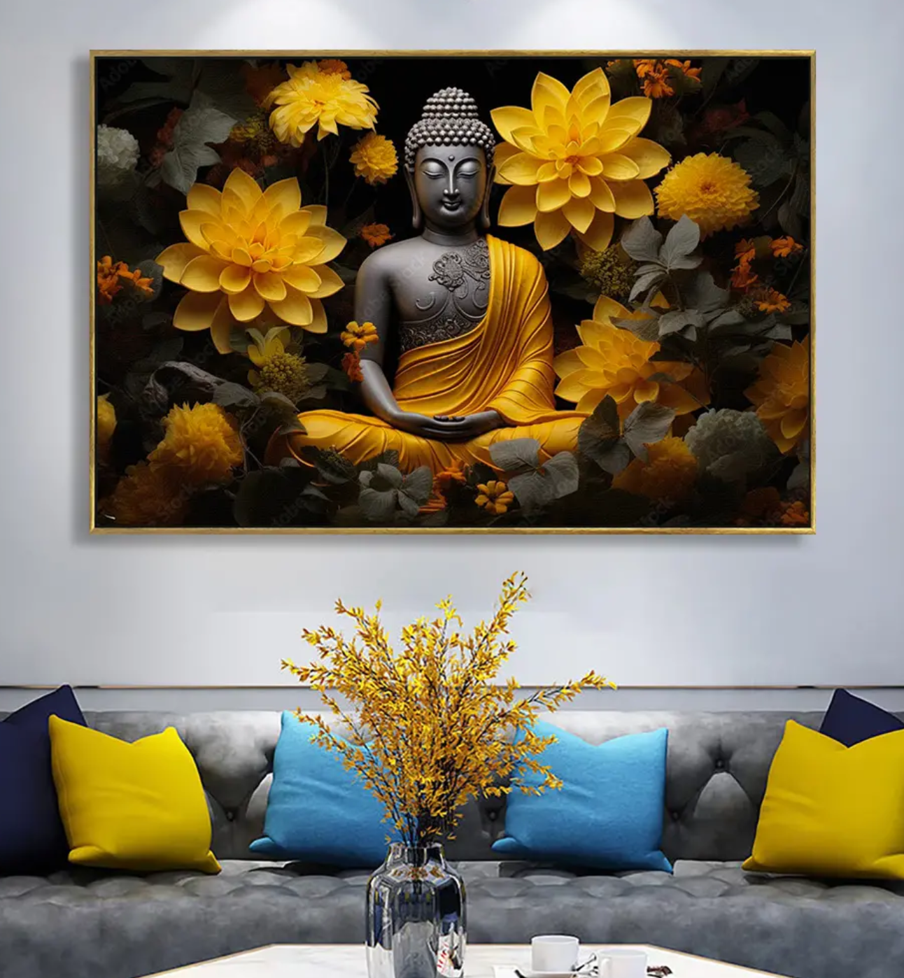 YF The Garden of Peace Buddha Painting on Canvas