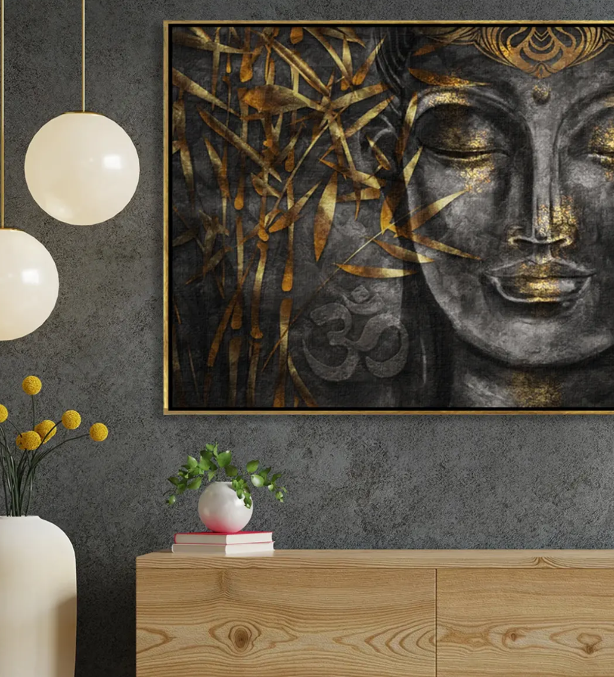 YF Unique Gold Texture Buddha Canvas Painting