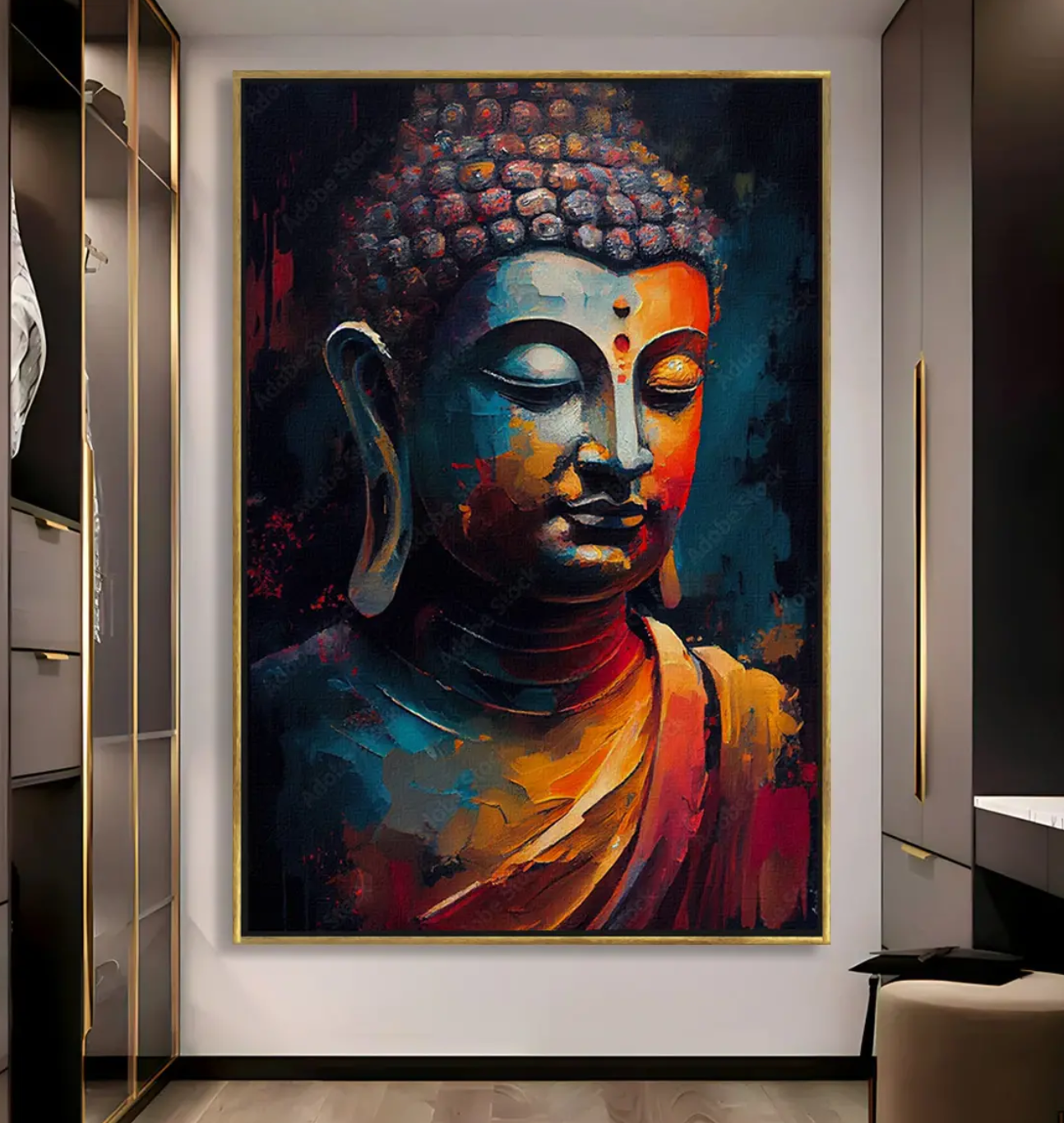 YF Colourful Gradient Buddha Canvas Painting