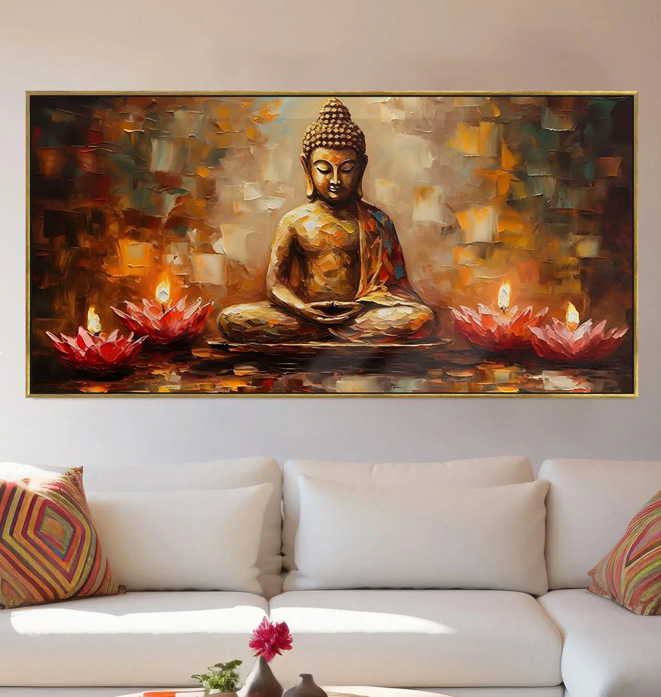 YF Diyas of Hope Buddha Spiritual Painting