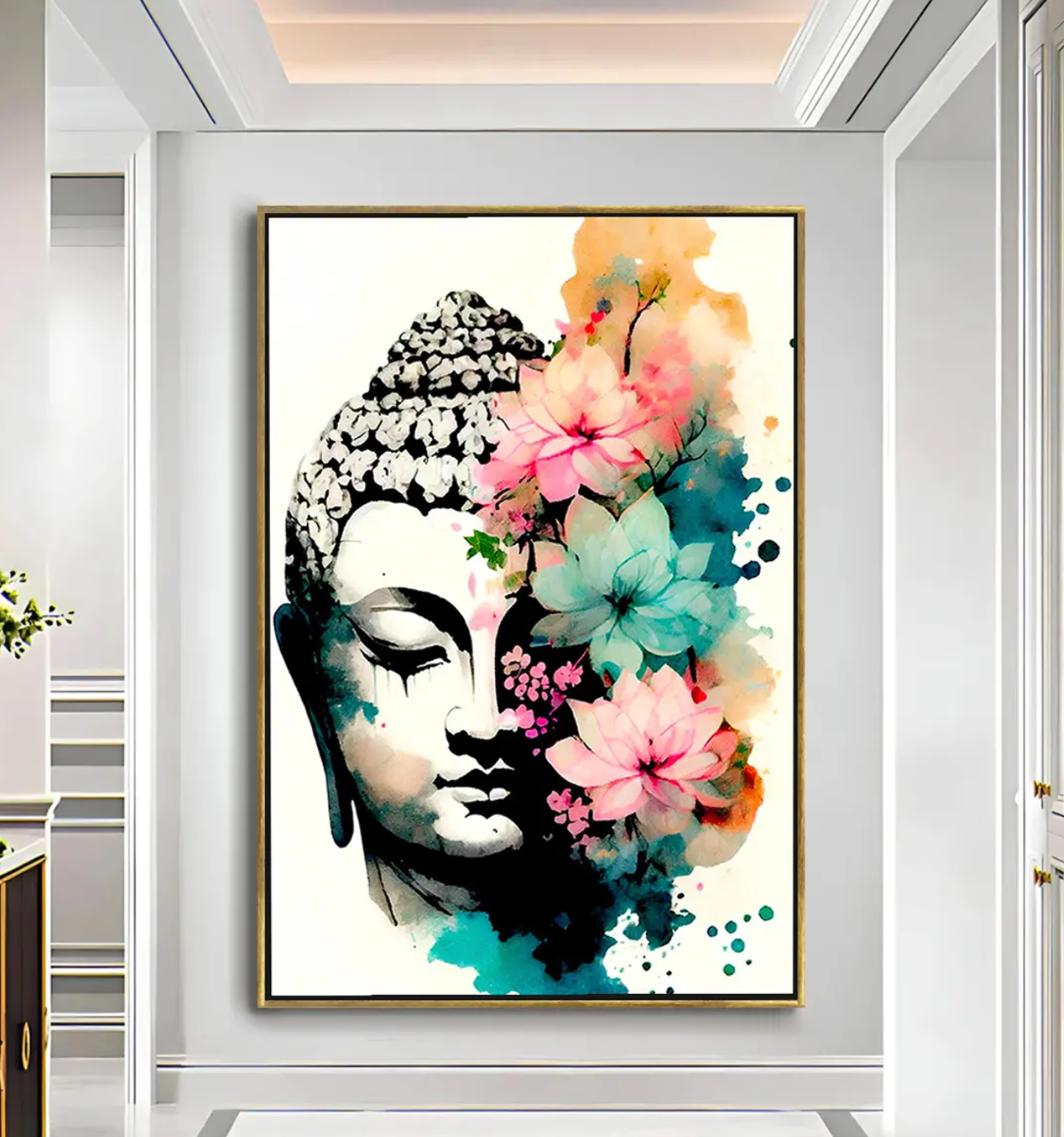 YF Floral Buddha Canvas Painting