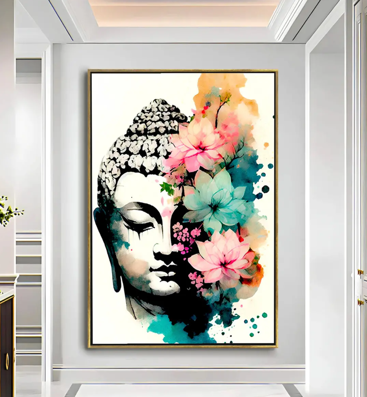 YF Floral Buddha Canvas Painting