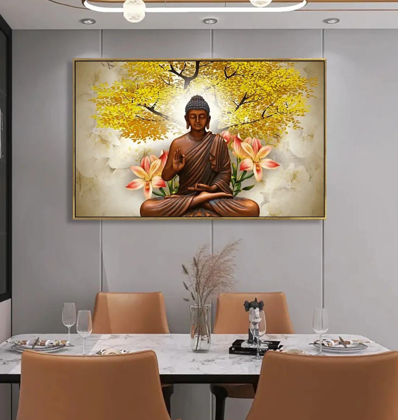 YF Meditating Buddha Under Tree of Life Painting