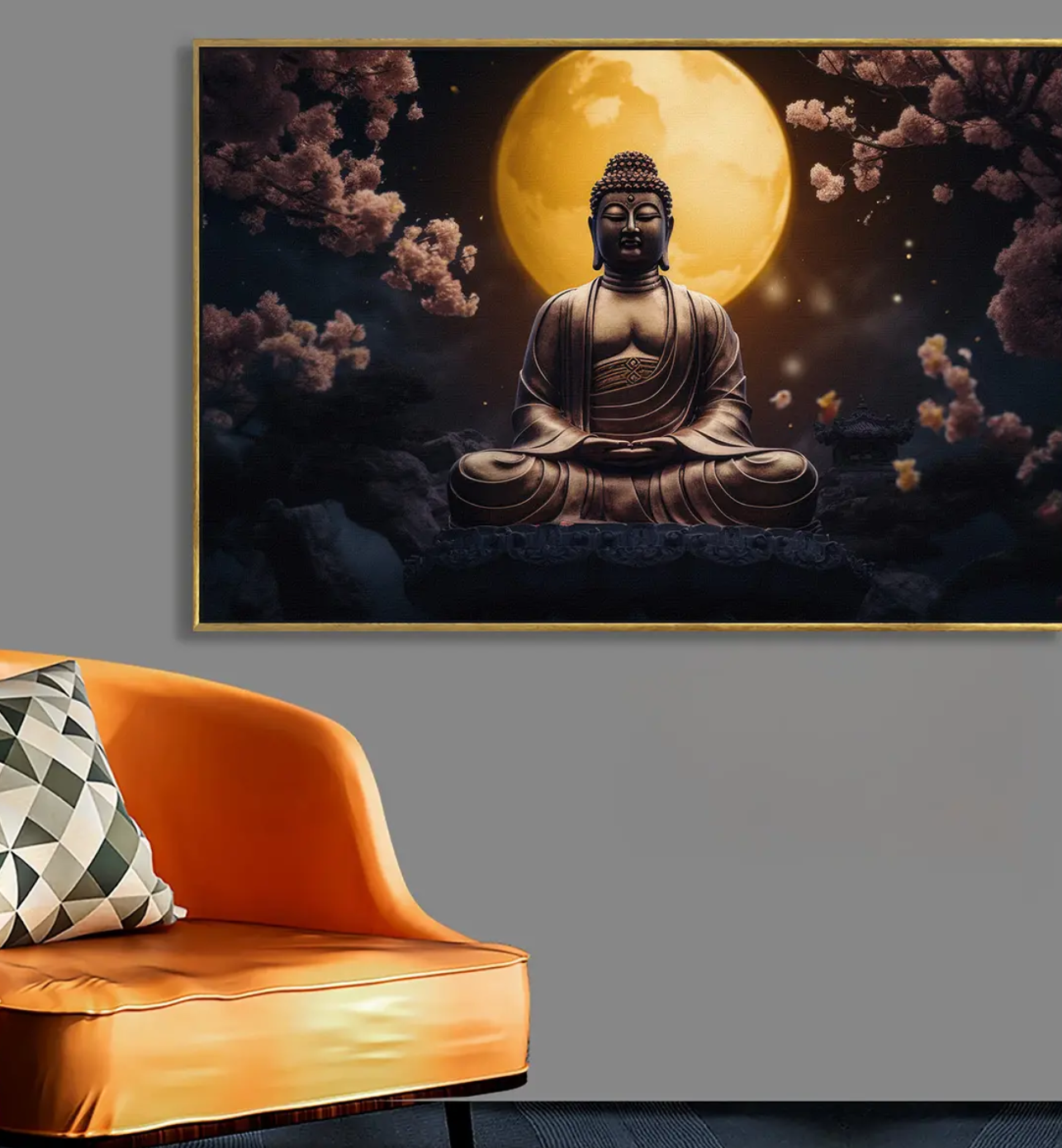YF Midnight Glory Meditating Buddha Painting on Canvas
