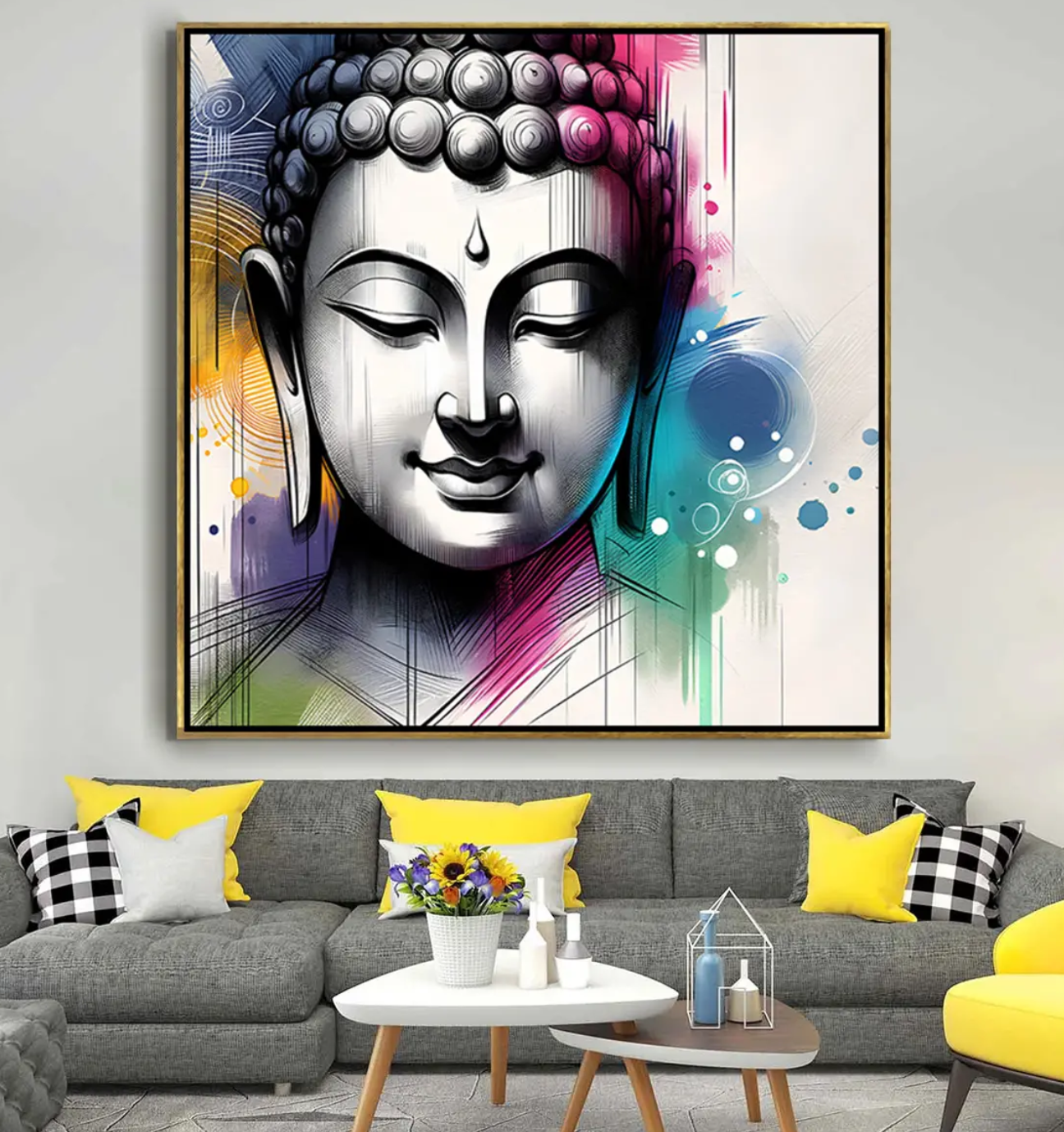 YF Modern Buddha Face Canvas Painting