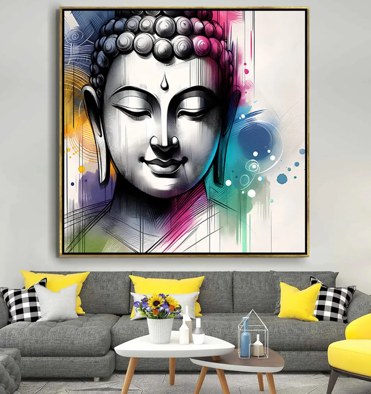 YF Modern Buddha Face Canvas Painting