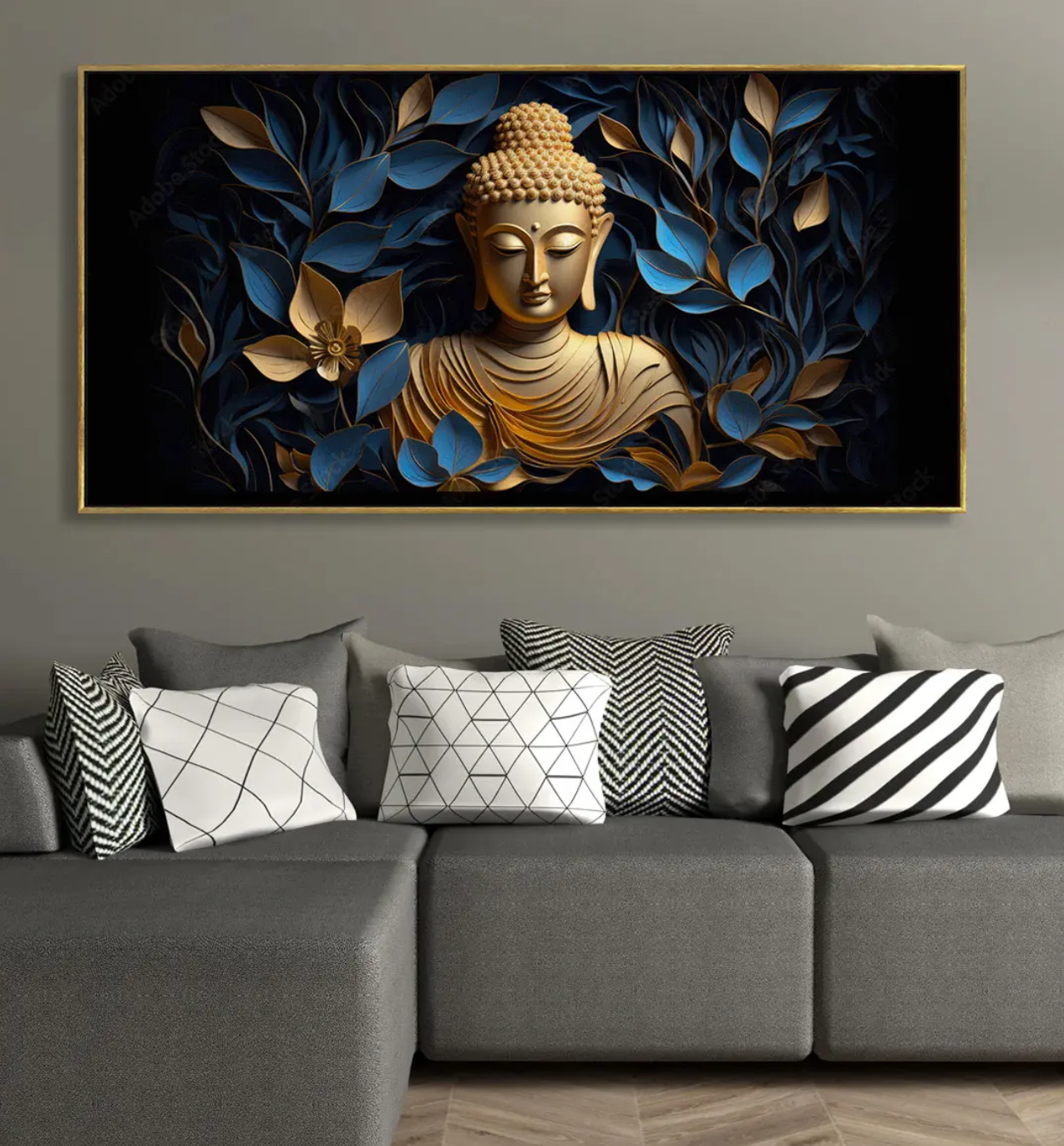 YF Modern Floral Flow Buddha Wall Painting