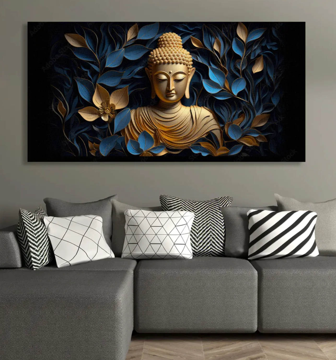 YF Modern Floral Flow Buddha Wall Painting